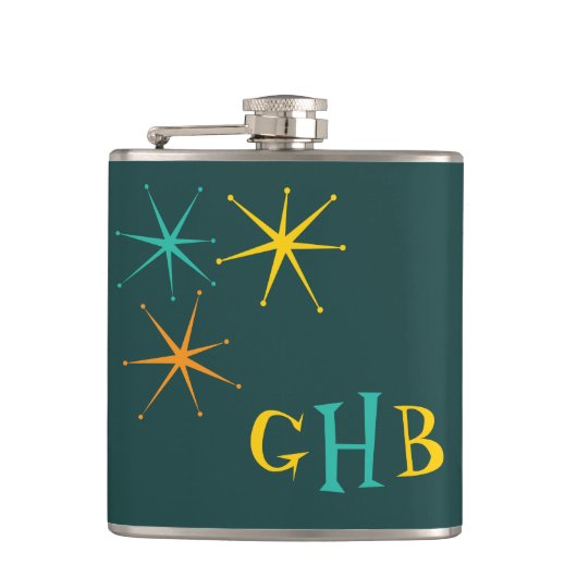 50年代 – 原子と星のお尻フラスコ フラスク (正面)