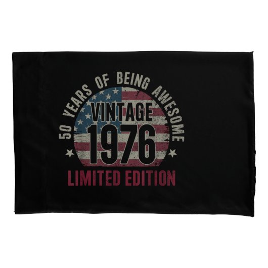 50年前のヴィンテージ 1976年 50歳の誕生日限定品 枕カバー (正面)