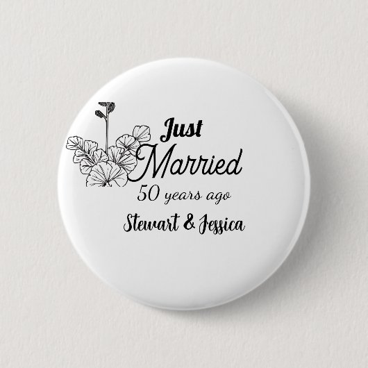 50年前結婚した 結婚記念日 缶バッジ (正面)