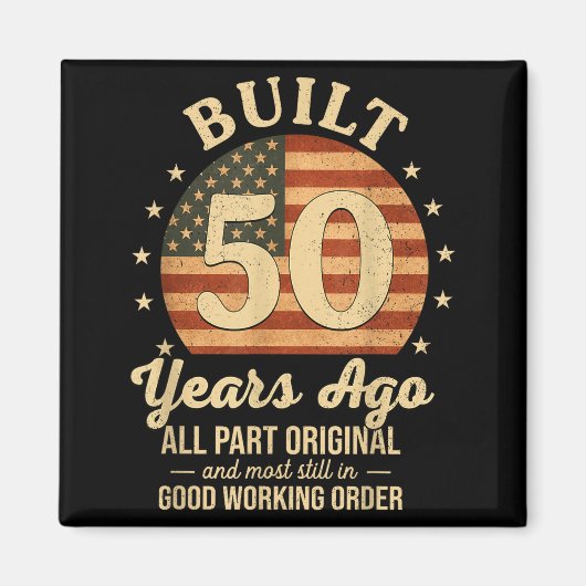 50年前製造 おもしろい50歳の誕生日 アメリカ国旗 メンズ マグネット (正面)