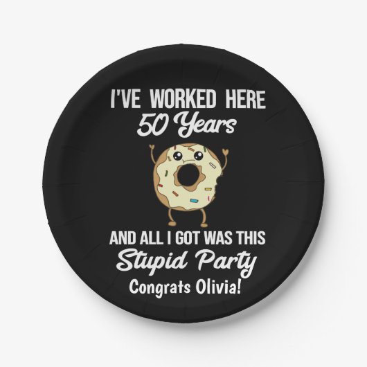 50年勤続記念日評価パーティー ペーパープレート (正面)