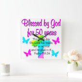 50年古い祈りの言葉 スクエア壁時計 (ホーム)