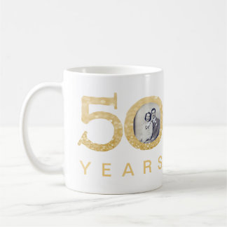 50年目の金ゴールド結婚記念カスタム コーヒーマグカップ