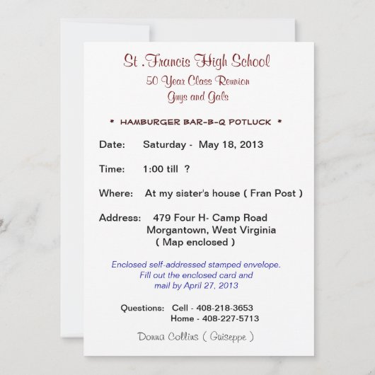 50年級再会 招待状 (裏面)