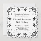 50年素晴らしブラックタイ誕生日または記念日 招待状 (裏面)