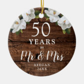 50年結婚した金パーソナライズされた記念日 セラミックオーナメント (正面)