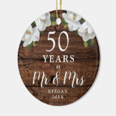 50年結婚した金パーソナライズされた記念日 セラミックオーナメント (左)