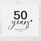 50年結婚記念の白黒 スパークリングワインラベル (シングルラベル)