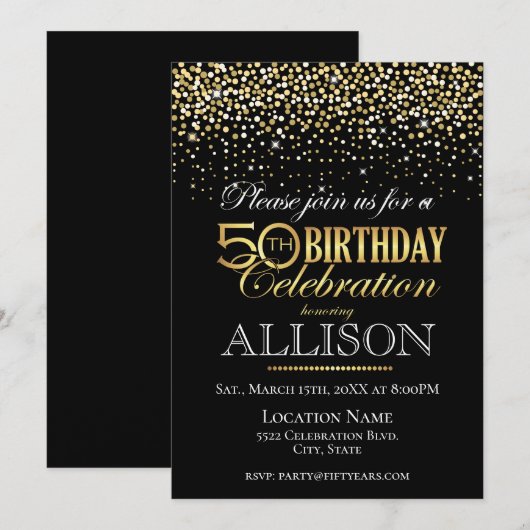50年誕生祝い 招待状 (正面/裏面)