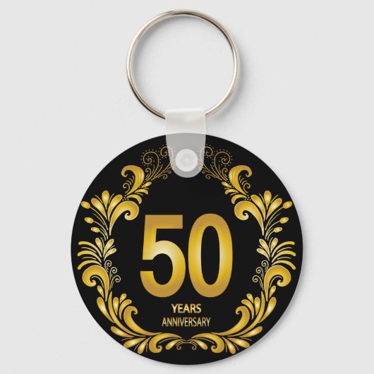 50年金ゴールドグリッター記念日 キーホルダー (正面)