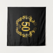 50年金ゴールドグリッター記念日 タペストリー (正面(横))