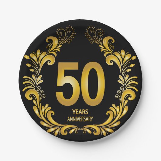 50年金ゴールドグリッター記念日 ペーパープレート (正面)