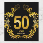 50年金ゴールドグリッター記念日 ワインラベル (シングルラベル)