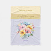 50年金ゴールド記念花紫 フリースブランケット (正面)