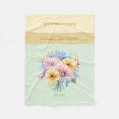 50年金ゴールド記念花緑 フリースブランケット (正面)