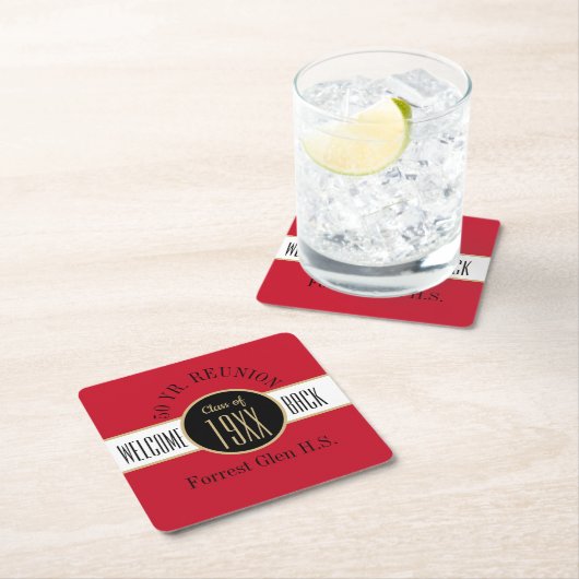 50年間の懇親会ウェルカムバック スクエアペーパーコースター (インサイチュ)