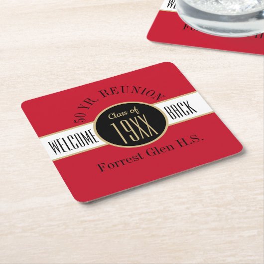 50年間の懇親会ウェルカムバック スクエアペーパーコースター (アングル)