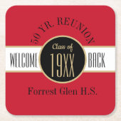 50年間の懇親会ウェルカムバック スクエアペーパーコースター (正面)