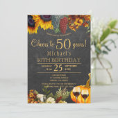 50年間の秋の恵みに乾杯 50歳の誕生日パーティー 招待状 (スタンド正面)
