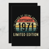 50年間の素晴らしさをお祝いしよう 9月誕生日 招待状 (正面/裏面)