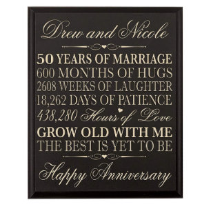 50年間の結婚ブラック12 x 15ウォールプラーク