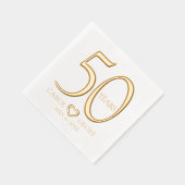50年50周年結婚の名前の日付ハート 箔ナプキン (右)
