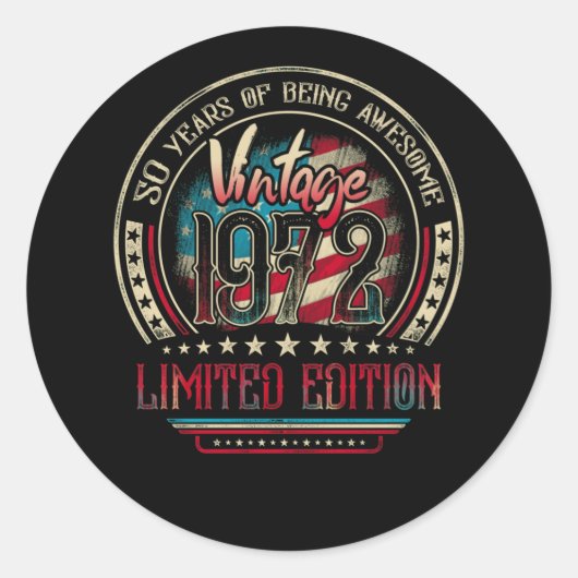 50年50素晴らし番目の誕生日ヴィンテージ1972米国 ラウンドシール (正面)