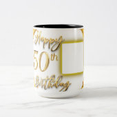 50年：写真カスタムハッピーバースデー枕 ツートーンマグカップ (中央)