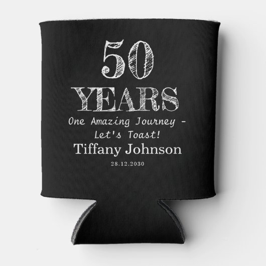 50年、1つの素晴らしい旅 – トーストしよう!ブラック 缶クーラー (正面)