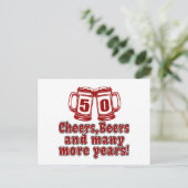 50応援ビール誕生日デザイン ポストカード (スタンド正面)