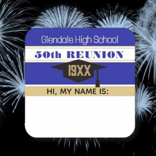 50懇親会!クラス懇親会名タグステッカー スクエアシール