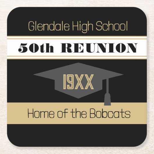 50懇親会!クラス懇親会 スクエアペーパーコースター (正面)