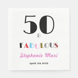 50才おめでとう アールデコ お誕生日パーティーデザイン 日付入り 50歳の誕生日 スタンダードランチョンナプキン