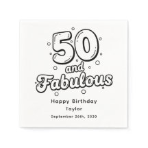 50才おめでとう レトロ風バルーン文字 誕生日 白