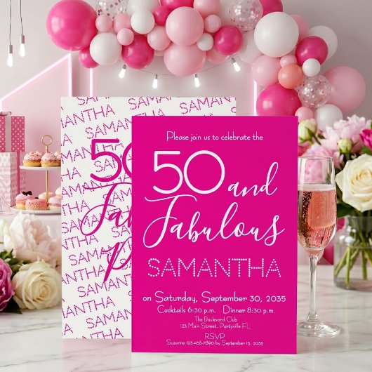 50才おめでとう！華やかな50歳の誕生日パーティー 招待状