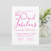 50才お誕生日おめでとう エレガントピンク 招待状 (スタンド正面)