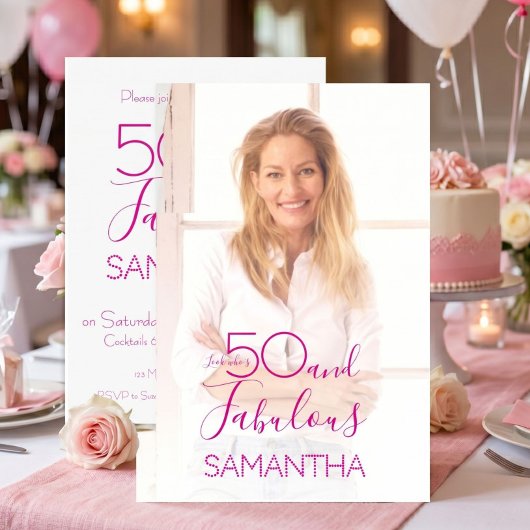 50才お誕生日おめでとう ミニマル写真 招待状