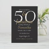 50才で素敵な ゴールド ブラック ホワイト 招待状 (スタンド正面)