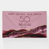 50才の華やかなバラ色の50歳の誕生日 横断幕 (横)