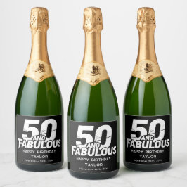 50才は素晴らしい ゴージャス グランジ ダスト カスタムデザイン スパークリングワインラベル