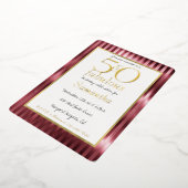 50才 ゴージャス ゴールド 赤 ストライプ 誕生日 箔招待状 (回転した状態)