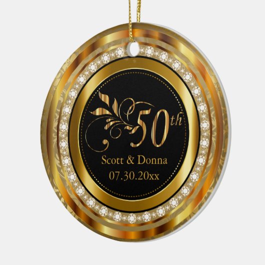 50日エレガント金ダイヤモンド記念日 セラミックオーナメント (左)