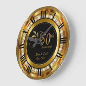 50日エレガント金ダイヤモンド記念日 ラージ壁時計 (傾斜)