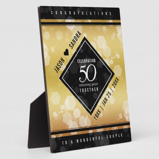 50日エレガント金結婚記念額 フォトプラーク (側面)