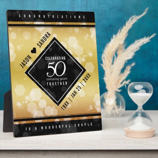 50日エレガント金結婚記念額 フォトプラーク (側面)