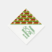 50日パーソナライズされた誕生日ジンバブエ国旗の紙 スタンダードカクテルナプキン (角)