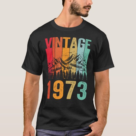 50日生まれ月ヴィンテージ1973 50歳誕生 Tシャツ (正面)