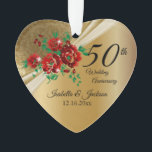 50日💞金ゴールド結婚フローラ記念日 オーナメント<br><div class="desc">50周年記念結婚デザインオーナメント。⭐この製品は100%カスタマイズ可能。グラフィックや文字は、追加、削除、移動、サイズ変更、変更のまわりに、回転等が可能。ストア内のデザインの99%はレイヤーで行われる。これにより、グラフィックと文字のサイズ変更と移動が簡単され、各のまわりに製品に完全にフィットするようになります。また、他のZazzle製品に"転送デザイン"することができ、Zazzle項目の大部分に適合するようにデザインを調整する。（ボタンがページの右側に表示されている）文字グラフィックの一部がボックスに入力できる状態になっているか、またはボタンをクリックしてクリックカスタマイズ、フォントやグラフィックの追加、移動、削除、サイズ変更や変更を行うことができます。このデザインは、プロフェッショナルプリント用の高解像度ベクトルおよび/またはデジタルグラフィックスで形成される。⭐注意： (これはプリント。Zazzle製品のデザインはすべて「プリント」であり、「この製品について」の項に記載されていない限り)デザインは画面や製品に表示されているとおりに正確に印刷される。したがって、グラフィックや文字のサイズ変更を行う際に、それが正しい領域に収まり、あなたのスペルや表現がサイズ、色、フォントのそれがどのように好きであるかを確認してください。"デザインもし"に関するご質問がある連絡か、必要な救済救済はsiggyscott@comcast.netまたは私のストアのリンクを参照してください： https://www.zazzle.com/store/designsbydonnasiggy?rf=238713599140281212 （コピーして貼り付け）私は幸せになります。⭐その他の質問（送料、返金、印刷、製品など）はZazzleまたはMaker連絡DIRECTLY⭐お願い⭐。私の店のサポートとストップを感謝する – DesignsbyDonnaSiggy.©ドナ・シーグリスト</div>