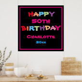 50日50パーソナライズされた誕生日かわいいモダンサイン ポスター (キッチン)