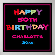 50日50パーソナライズされた誕生日かわいいモダンサイン